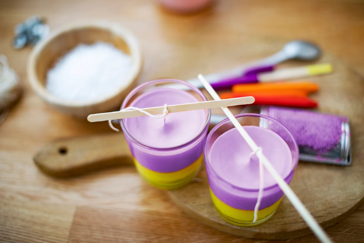 Candle-making craft setup