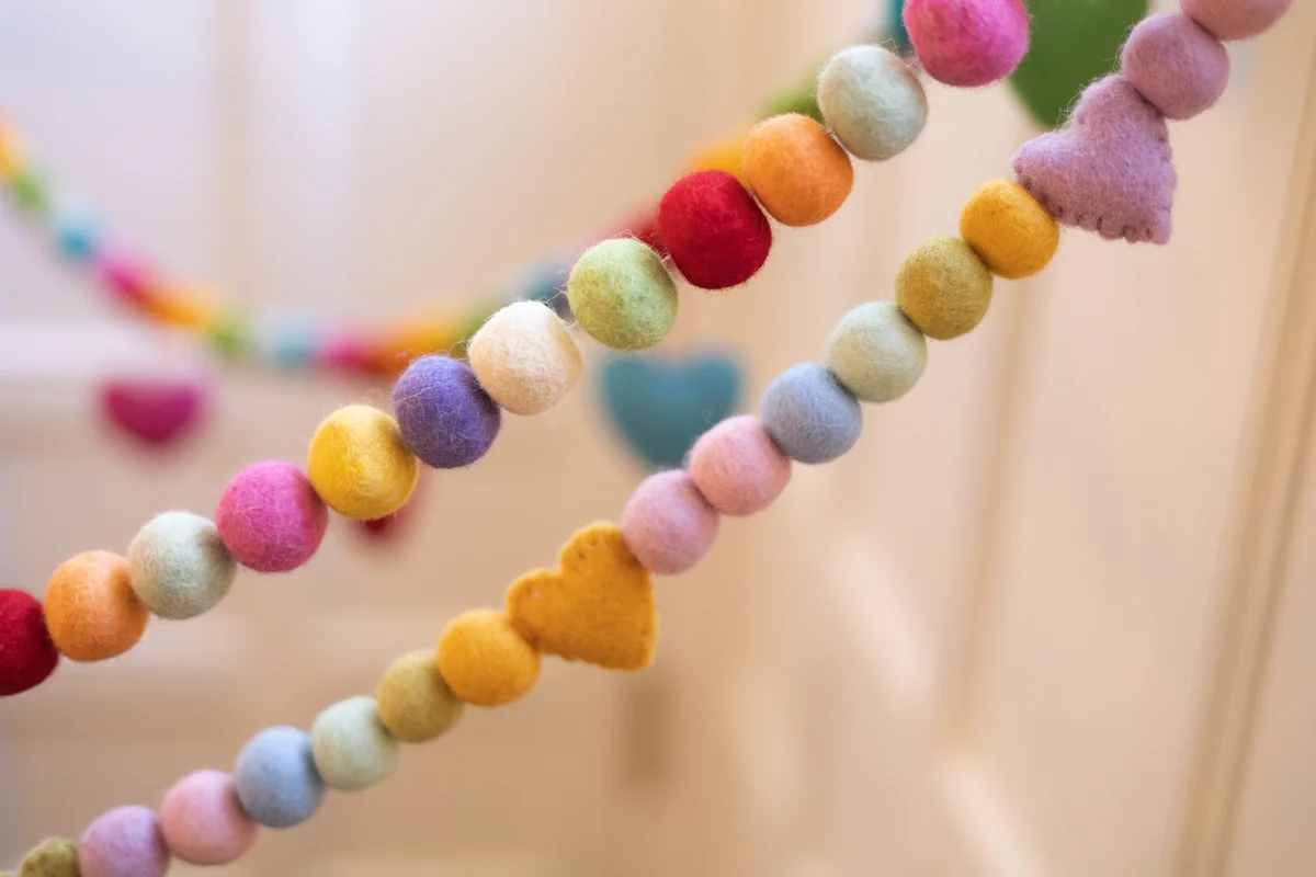 Cute handmade felt garland for baby shower