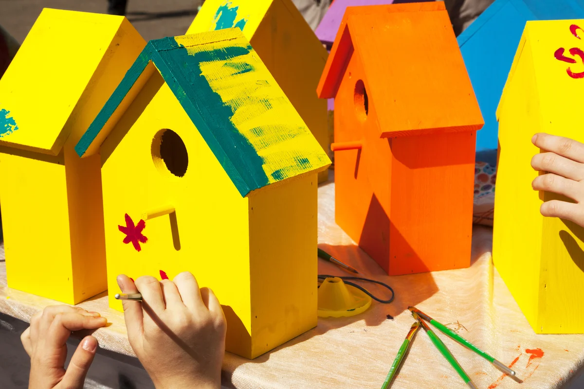 Painting birdhouses