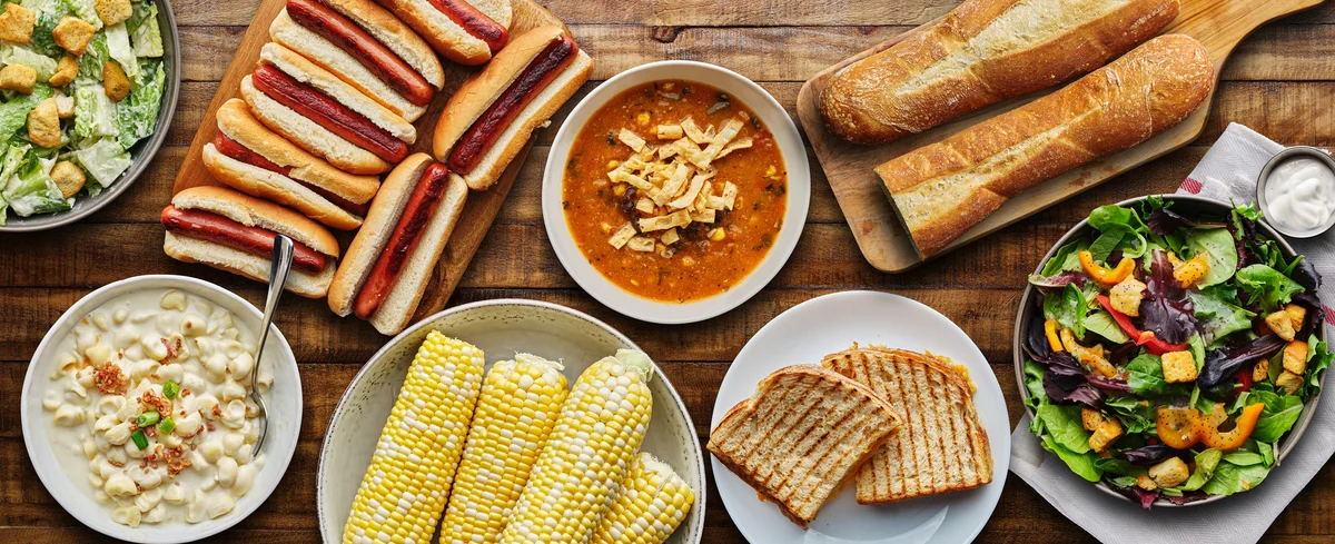 Potluck meal setup