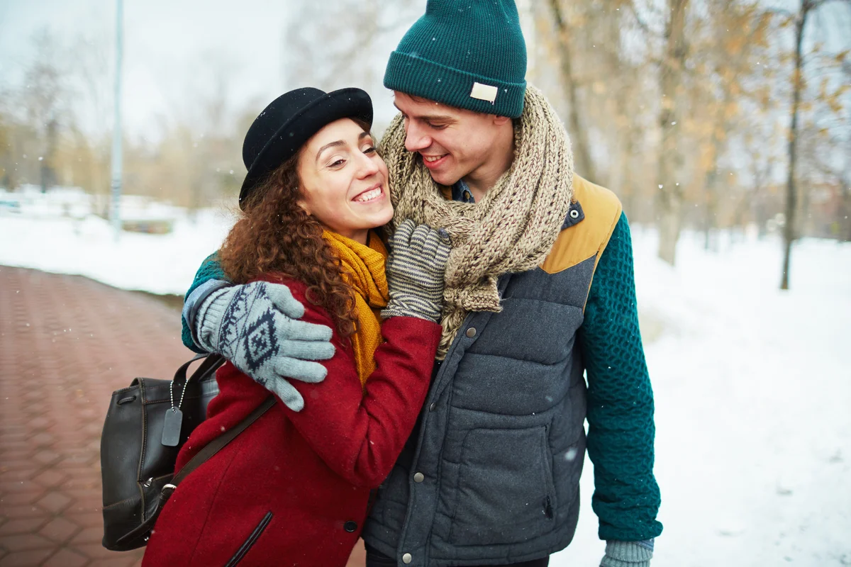 young couple on winter date