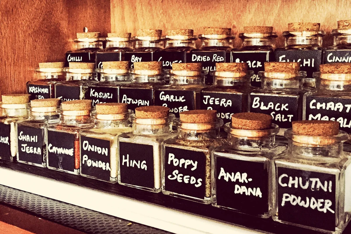 Various Spices In Bottles