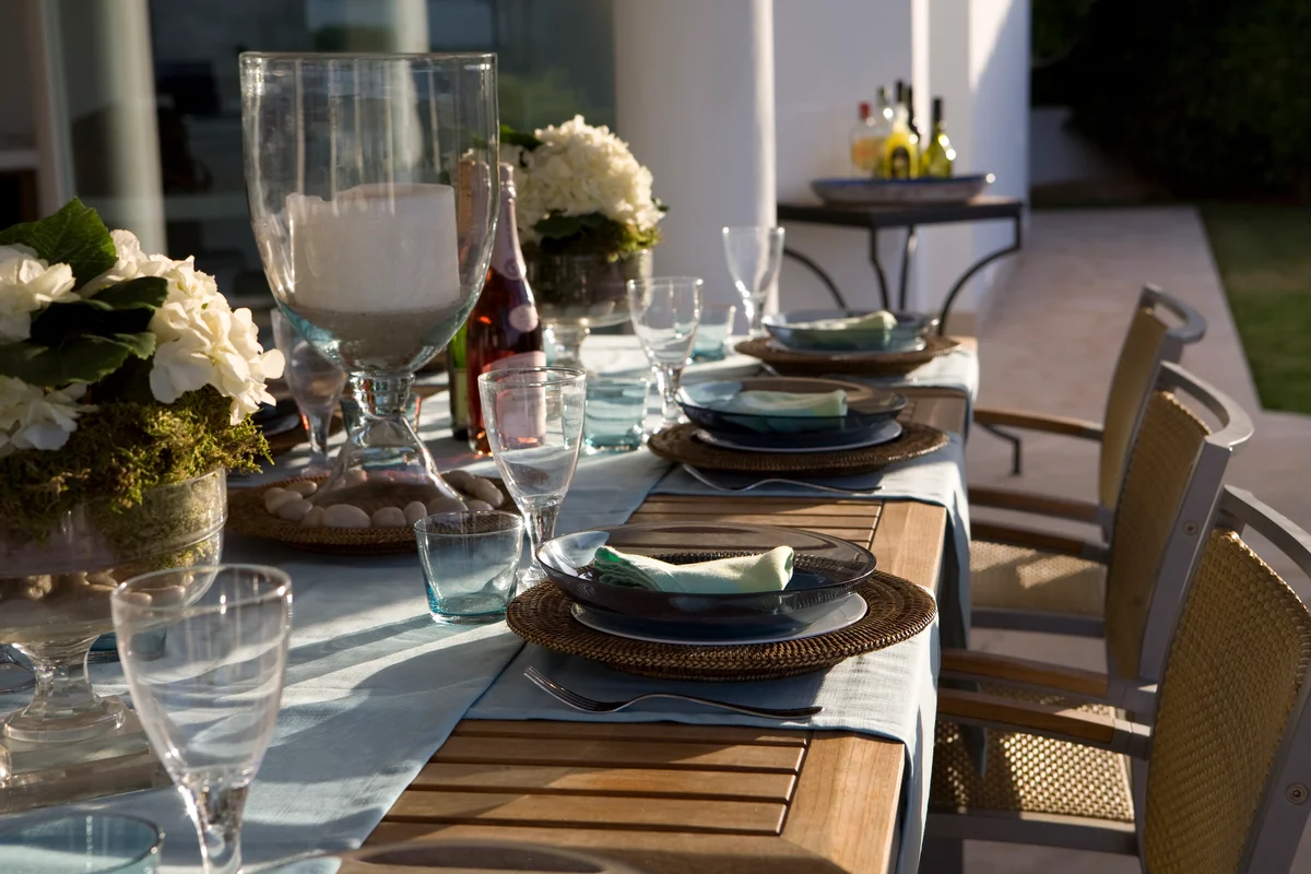 table set with faux flowers