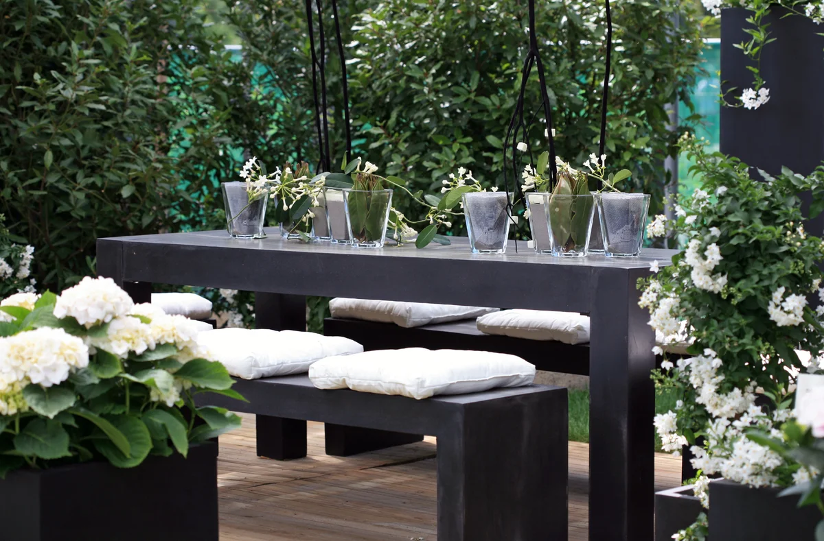 gray painted outdoor table