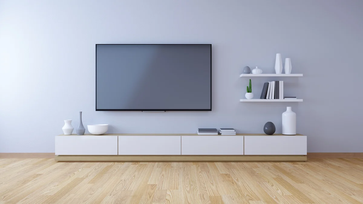 TV framed by furniture