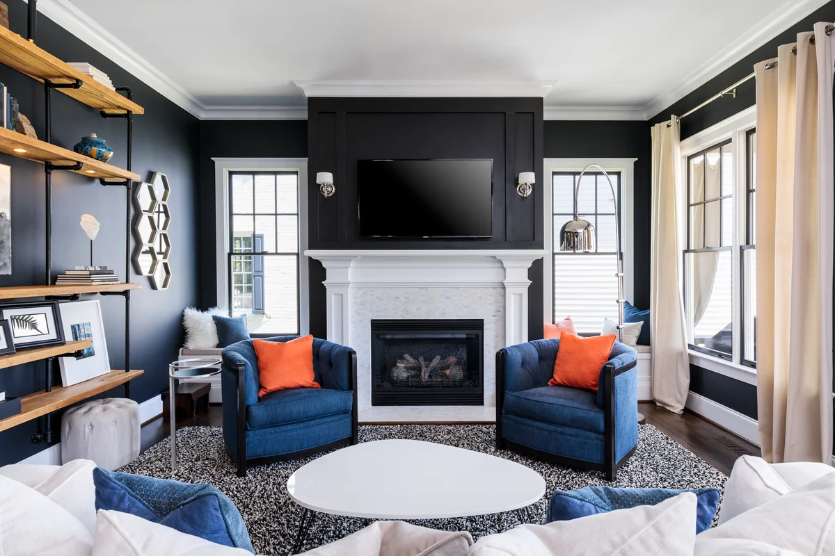 dark wall paint disguising TV