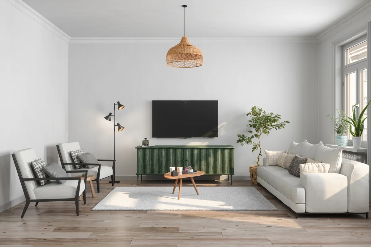 tv in front of windows