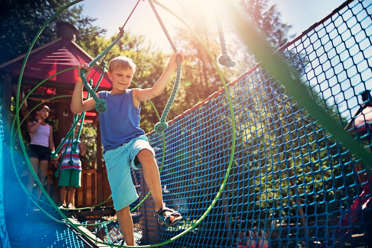 Kids on obstacle course
