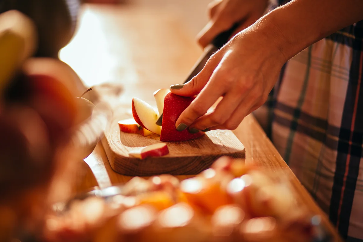 cutting an apple