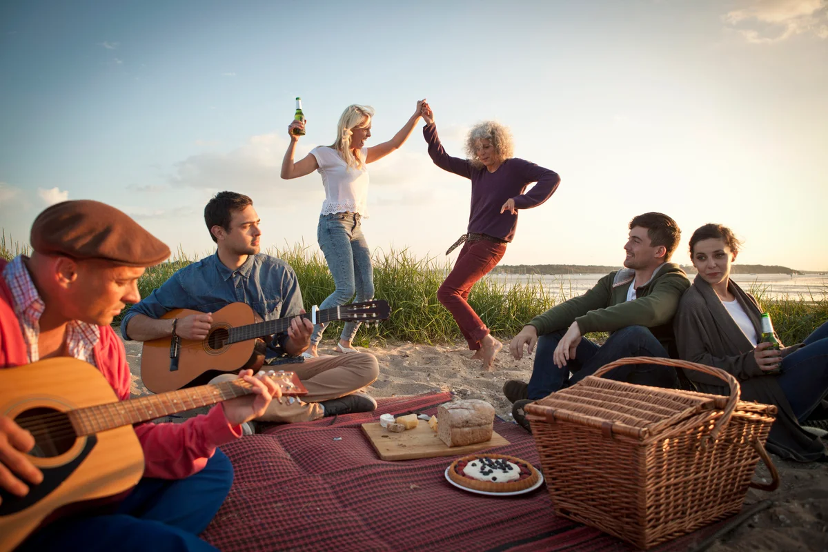 playing guitars as a picnic