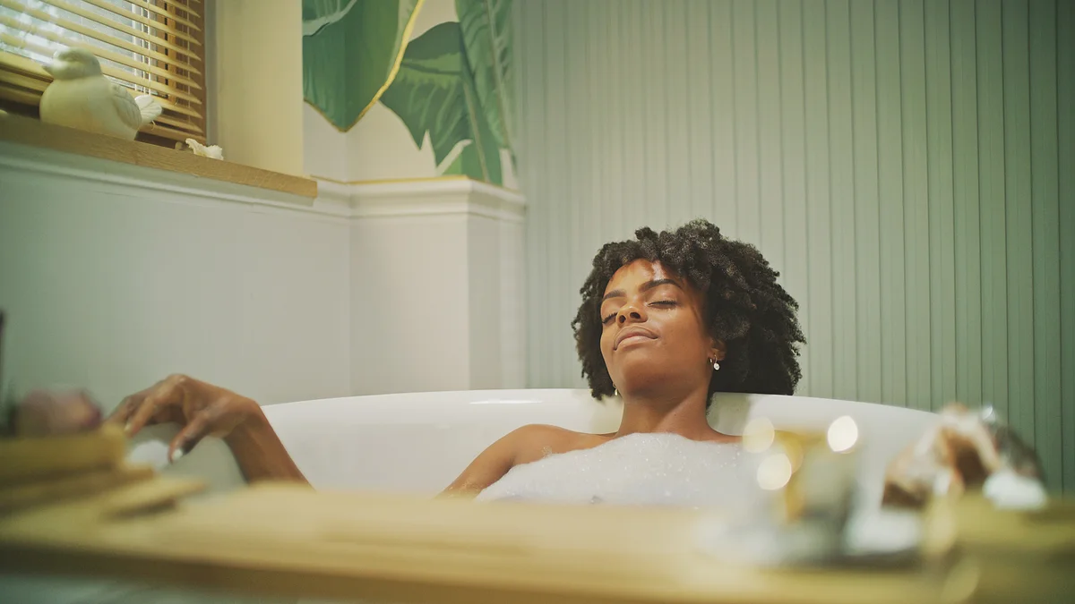 woman relaxing in the bathtub