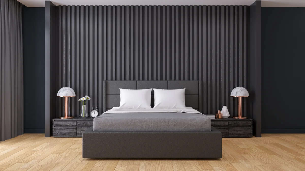 Gray slat wall