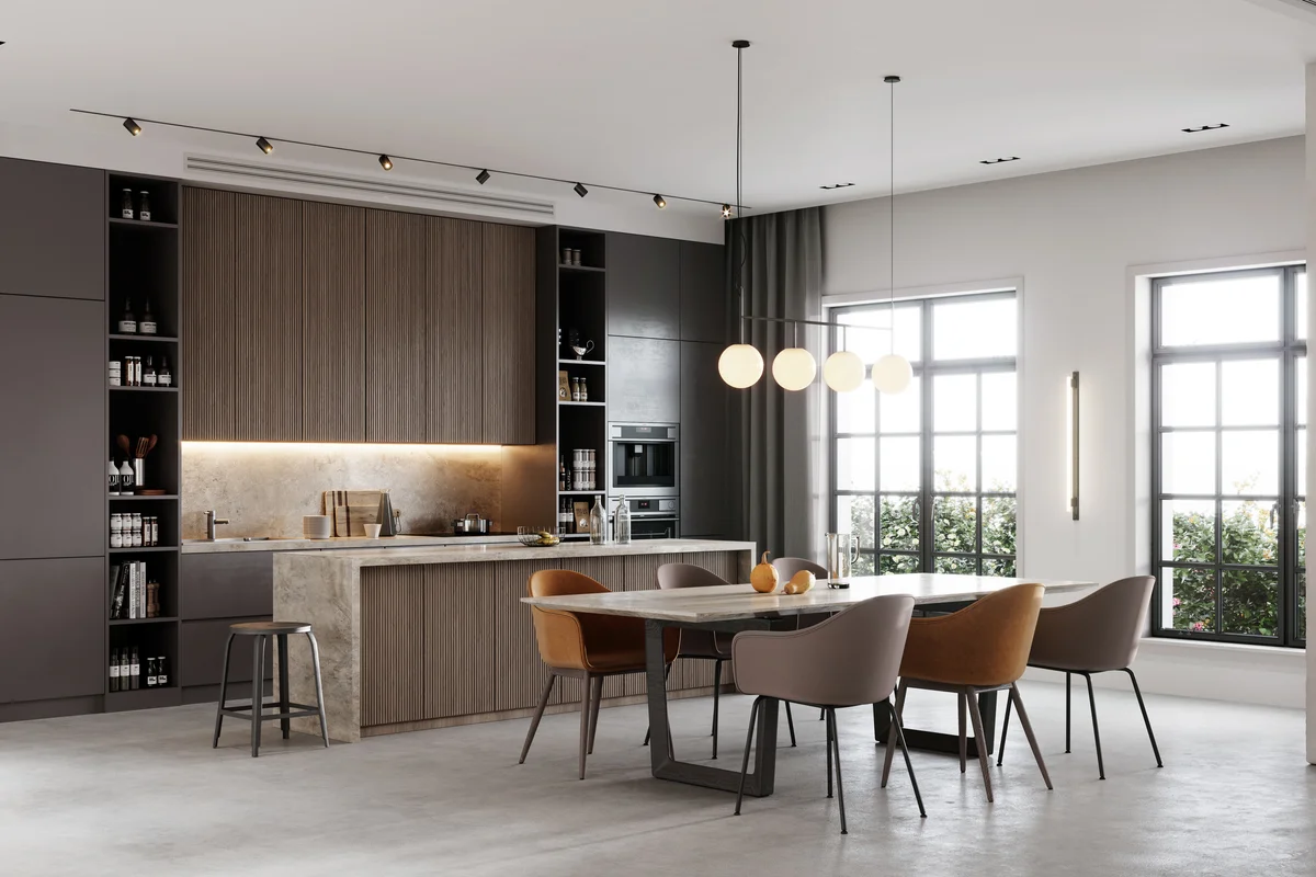 kitchen island with slats