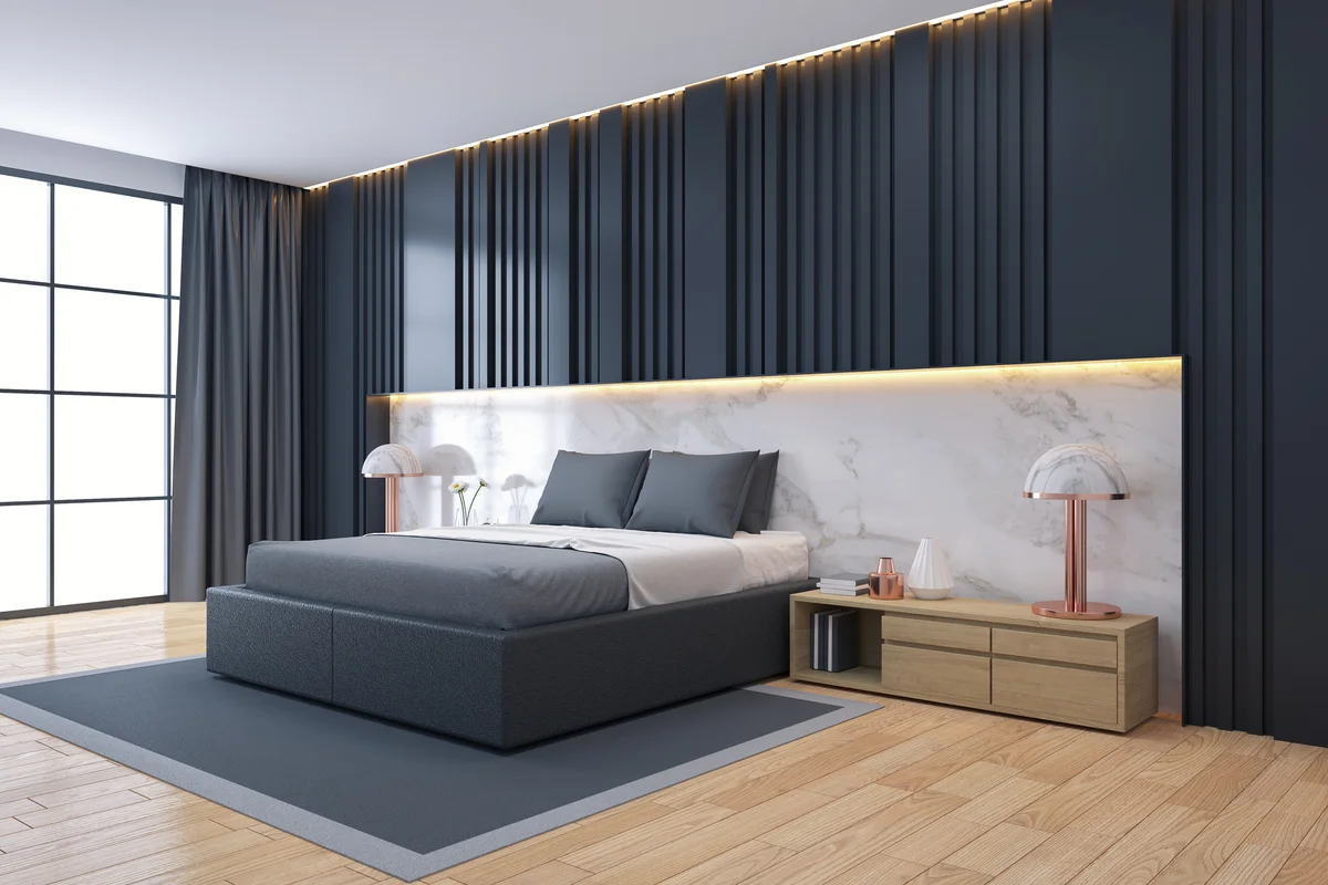 wall with slats of different widths