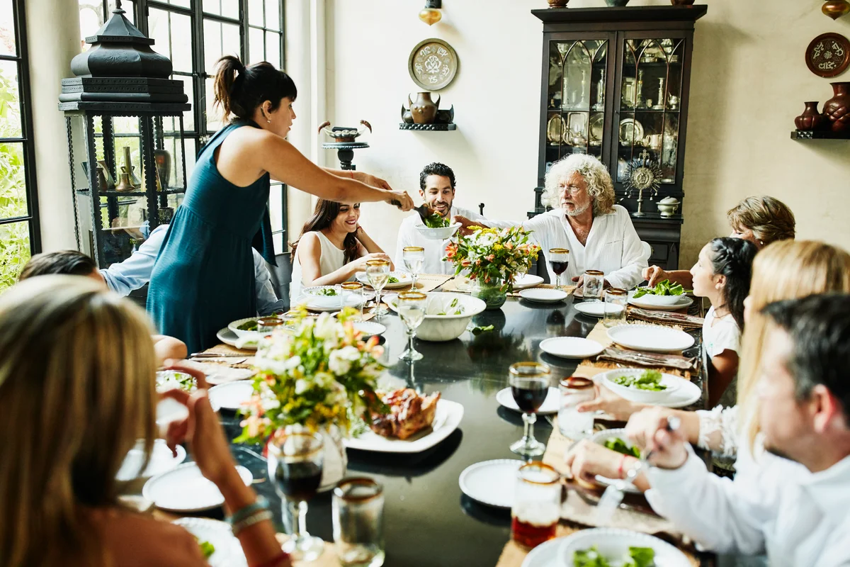 family at dining table