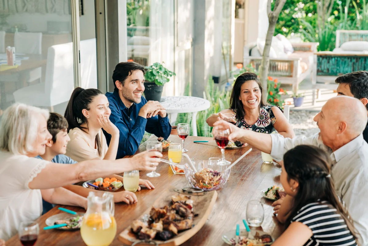 family gathered for a meal