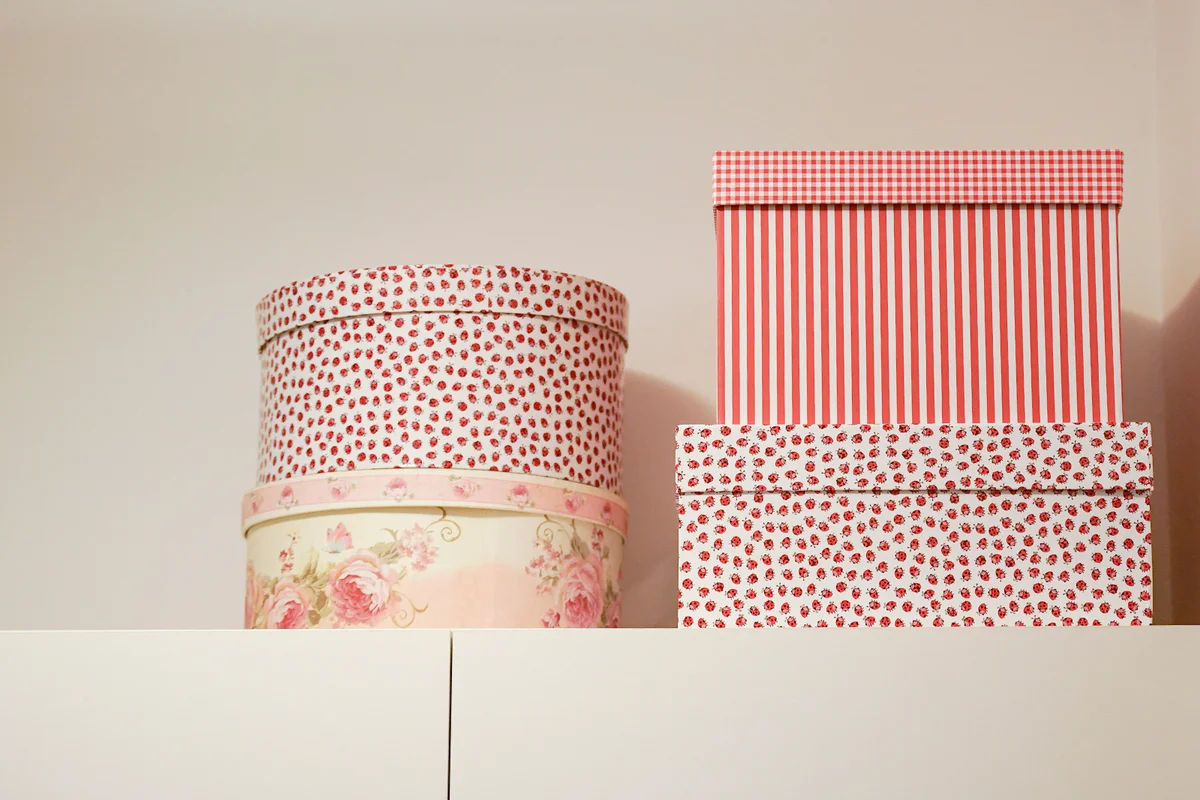 Boxes above the closet