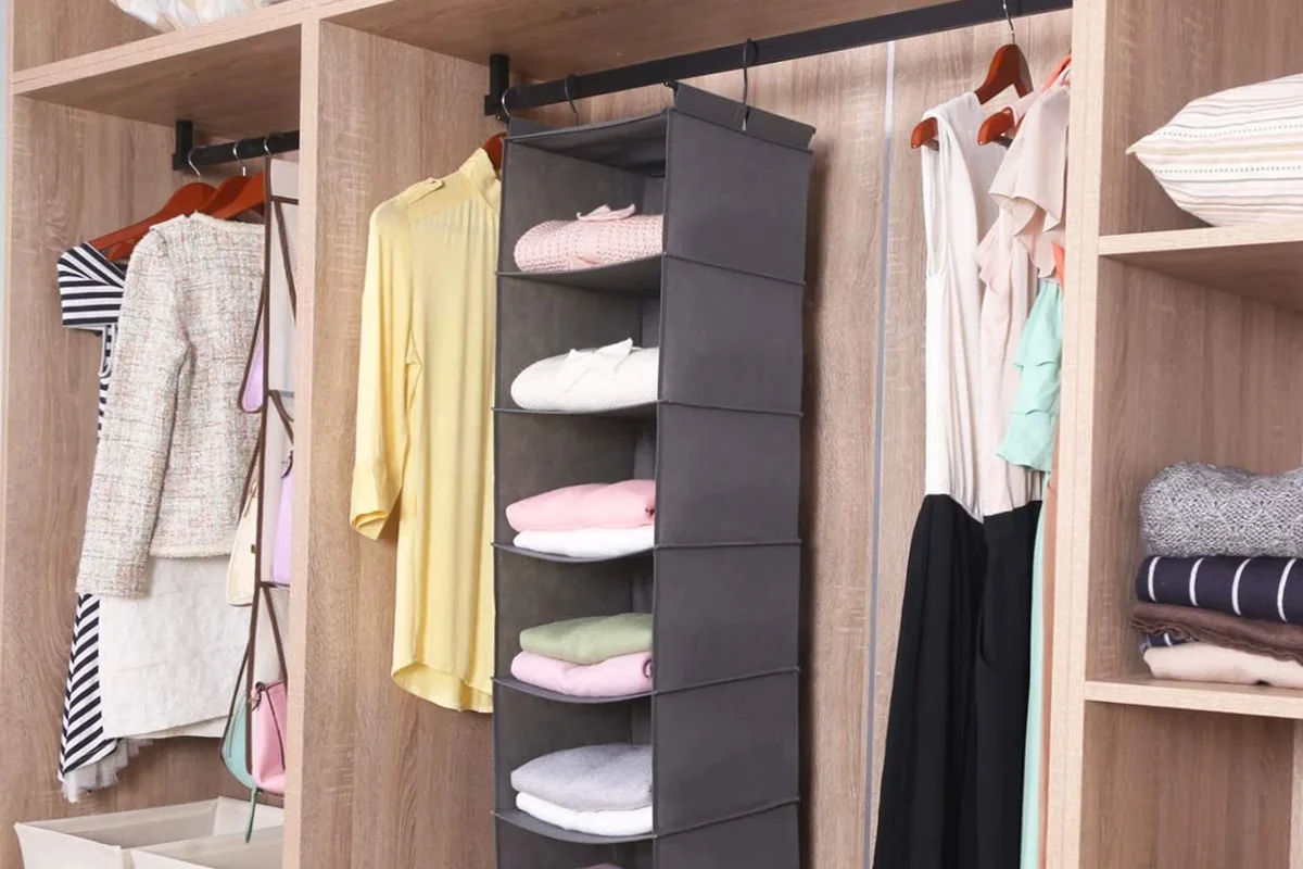Grey Shelf Hanging Closet Organizer Closet Hanging