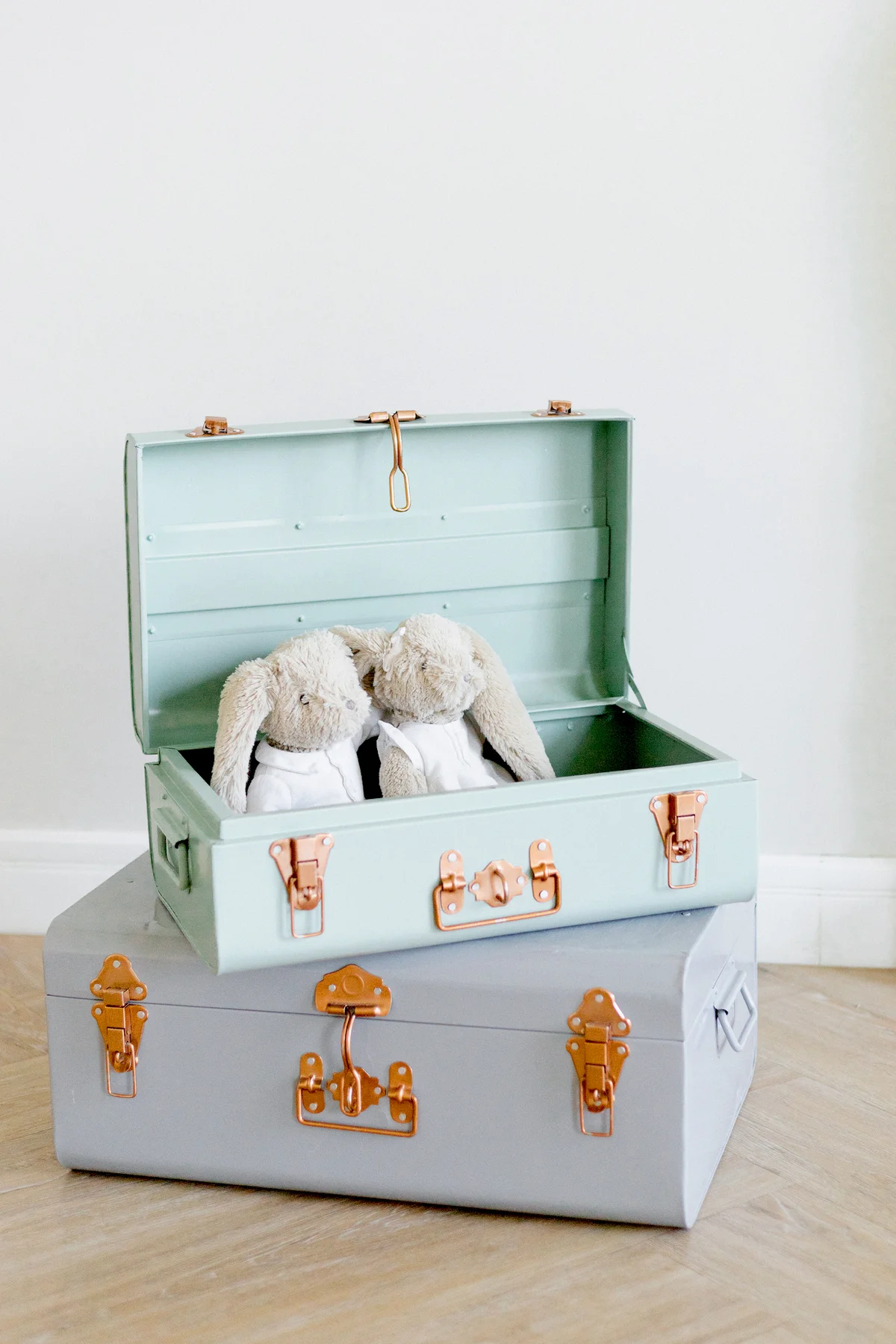 Bunny toys in the suitcase