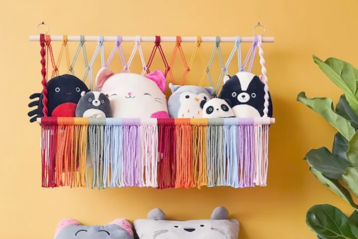 Macrame Toy Hammock With Fringe