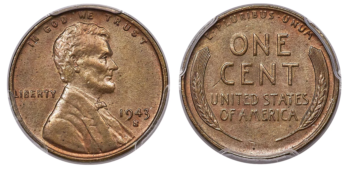 1943-S 1C Struck on a Bronze Planchet MS63 Brown PCGS