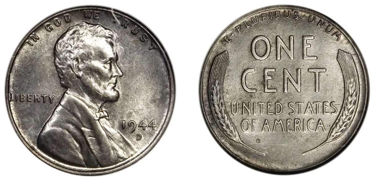 1944-D 1C Struck on a Zinc-Coated Steel Planchet