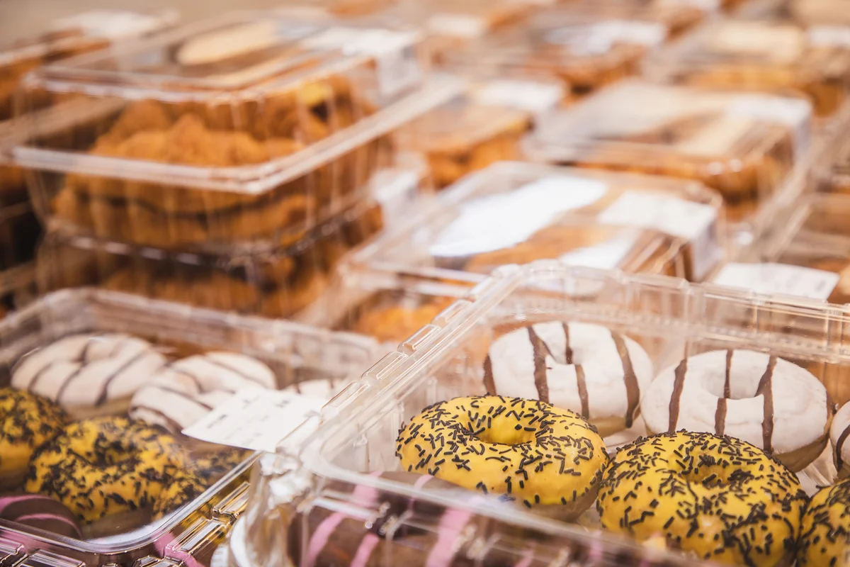Variety of prepackaged bake pastry items in the supermarket