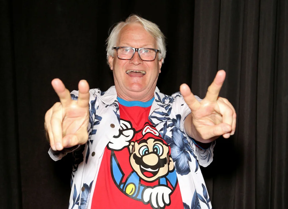 LAS VEGAS, NEVADA - JUNE 15: Voice actor Charles Martinet poses backstage after the "Super Smash Bros Ultimate" challenge during the Seventh Annual Amazing Las Vegas Comic Con at the Las Vegas Convention Center on June 15, 2019 in Las Vegas, Nevada.