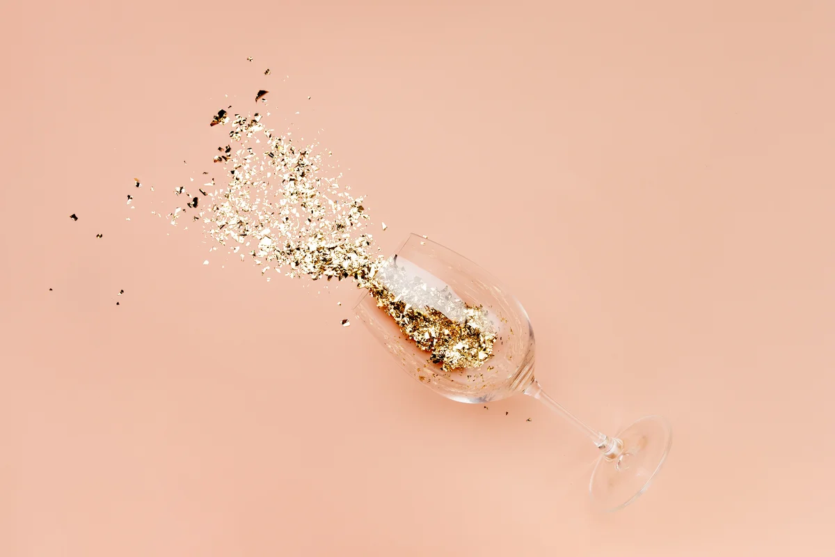 confetti in a wine glass