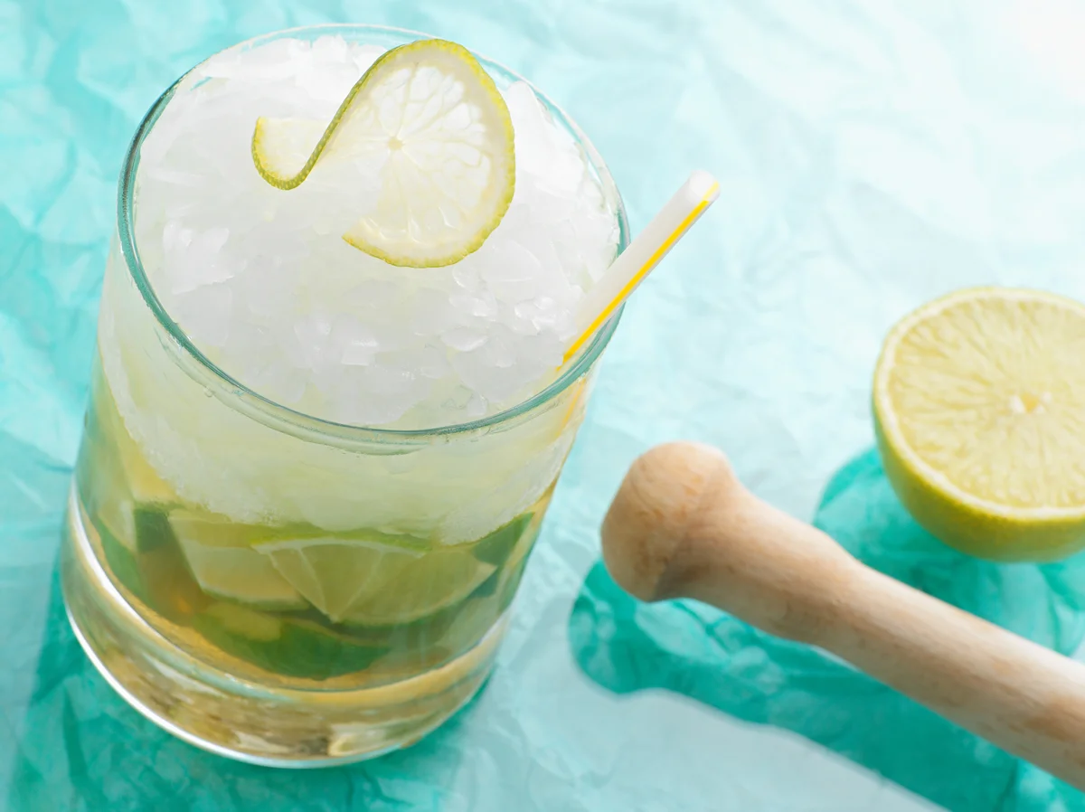 overhead shot of a caipirinha