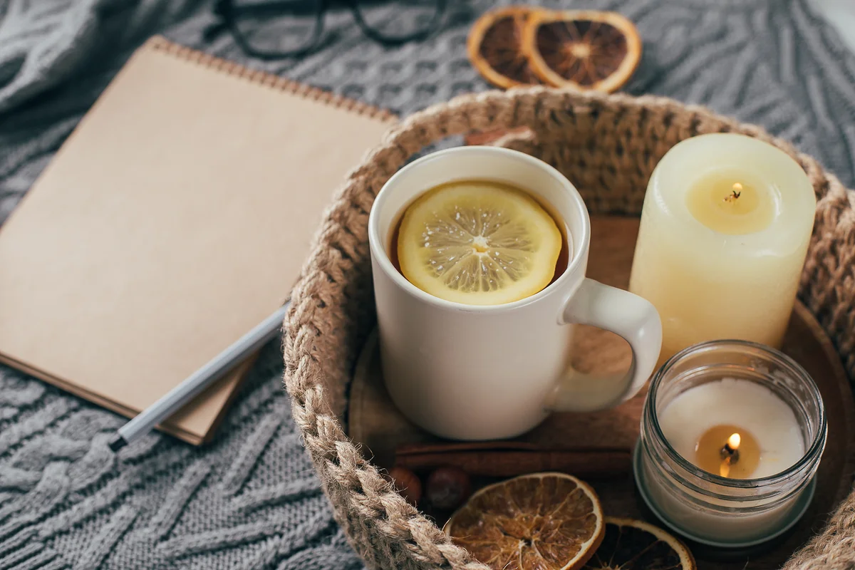 Hot tea and candles