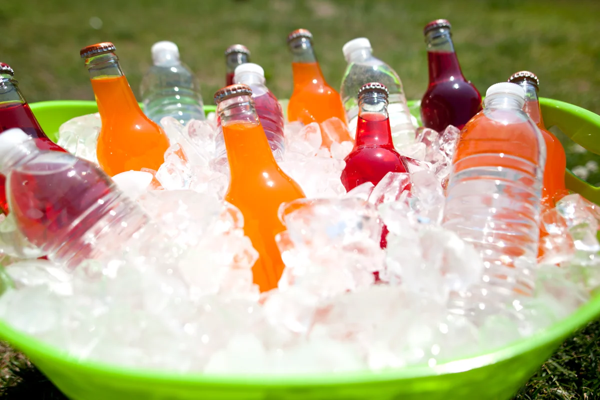 drink bottles on ice