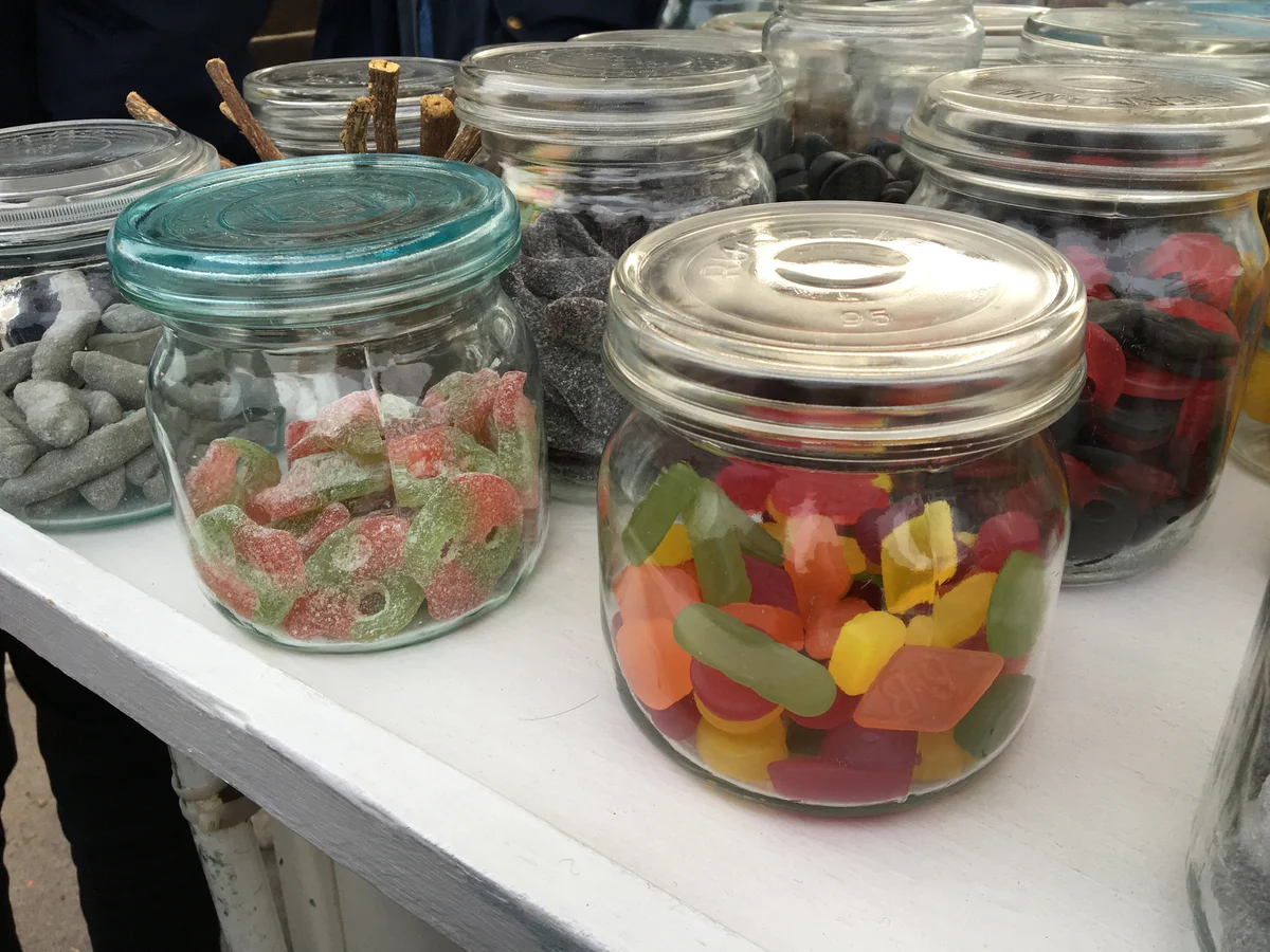 candy in mason jars