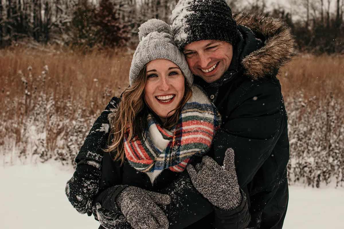 Couple in Snowy Indiana