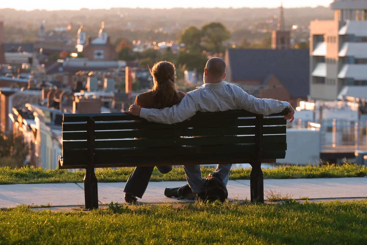 Maryland couple enjoying a view of Baltimore