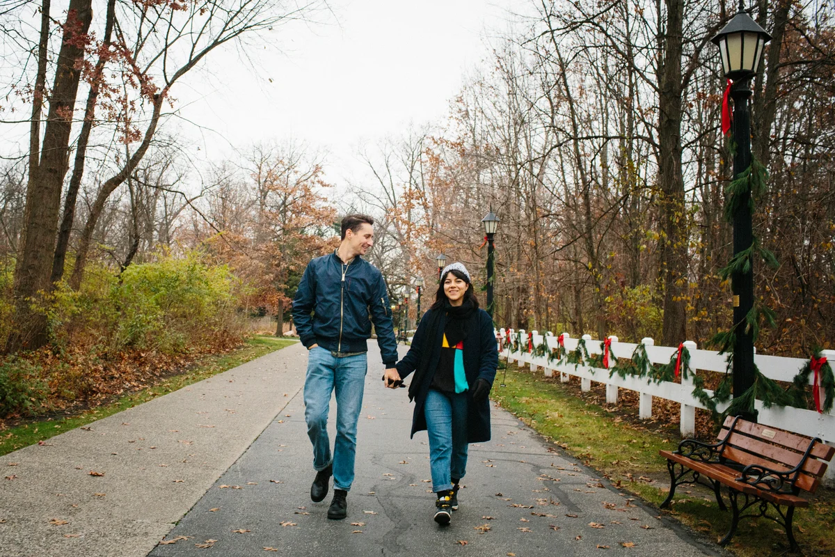Couple on walk on Ohio walking path