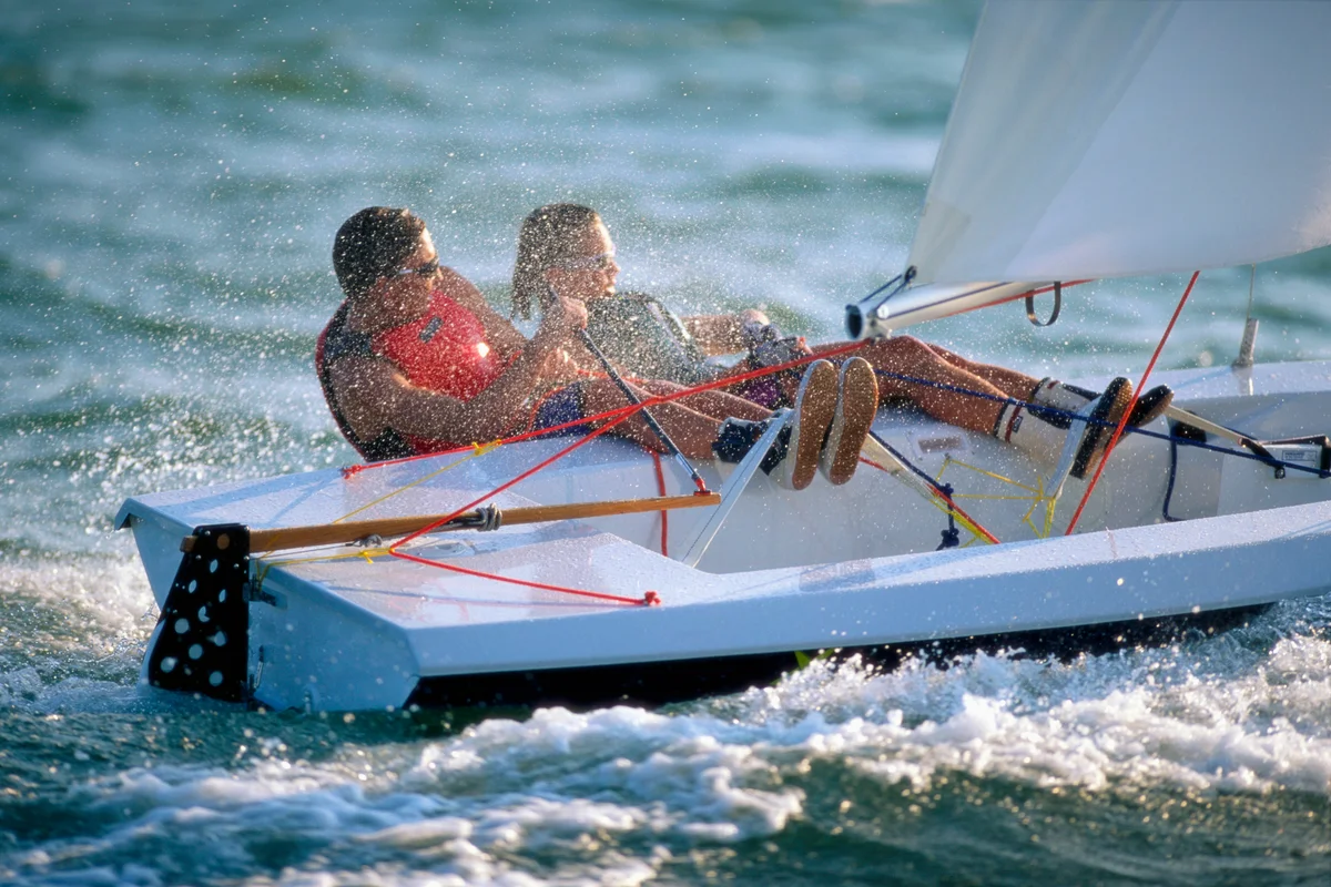 Couple sailing in Rhode Island
