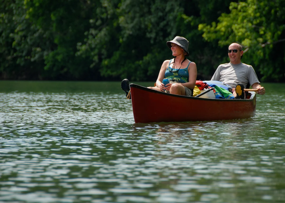 Couple canoeing in Arkansas