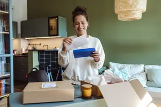Woman getting gift