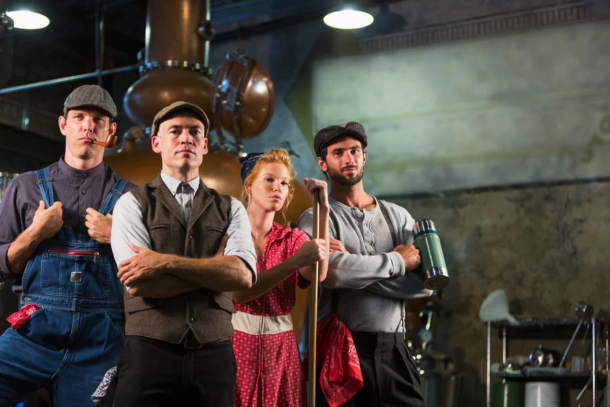 1920s party in industrial setting