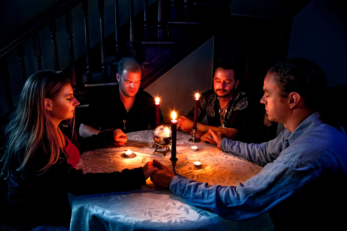 Group of friends having seance