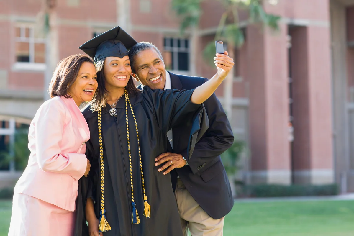 New graduate taking photo