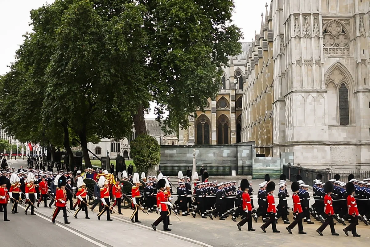 The coffin of Queen Elizabeth II