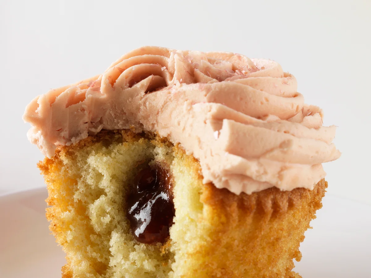 jam-filled cupcake