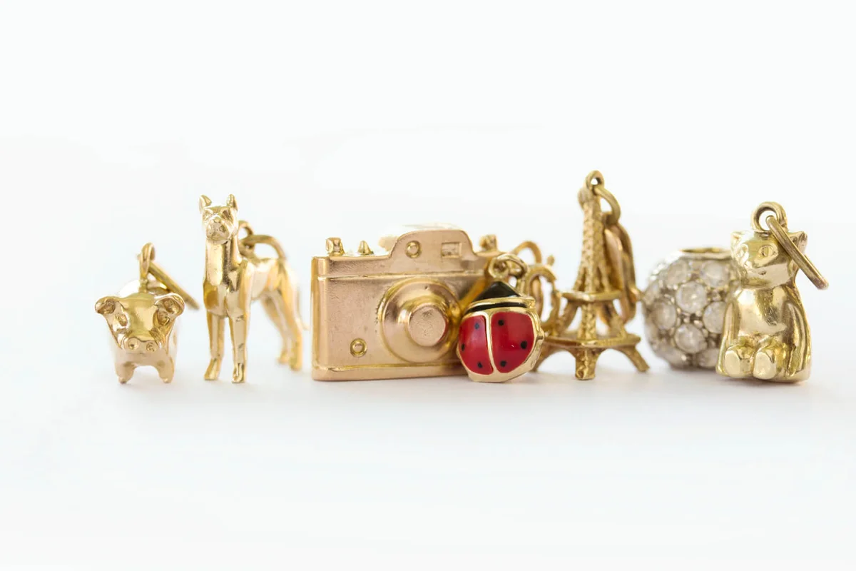 Vintage gold charm lineup