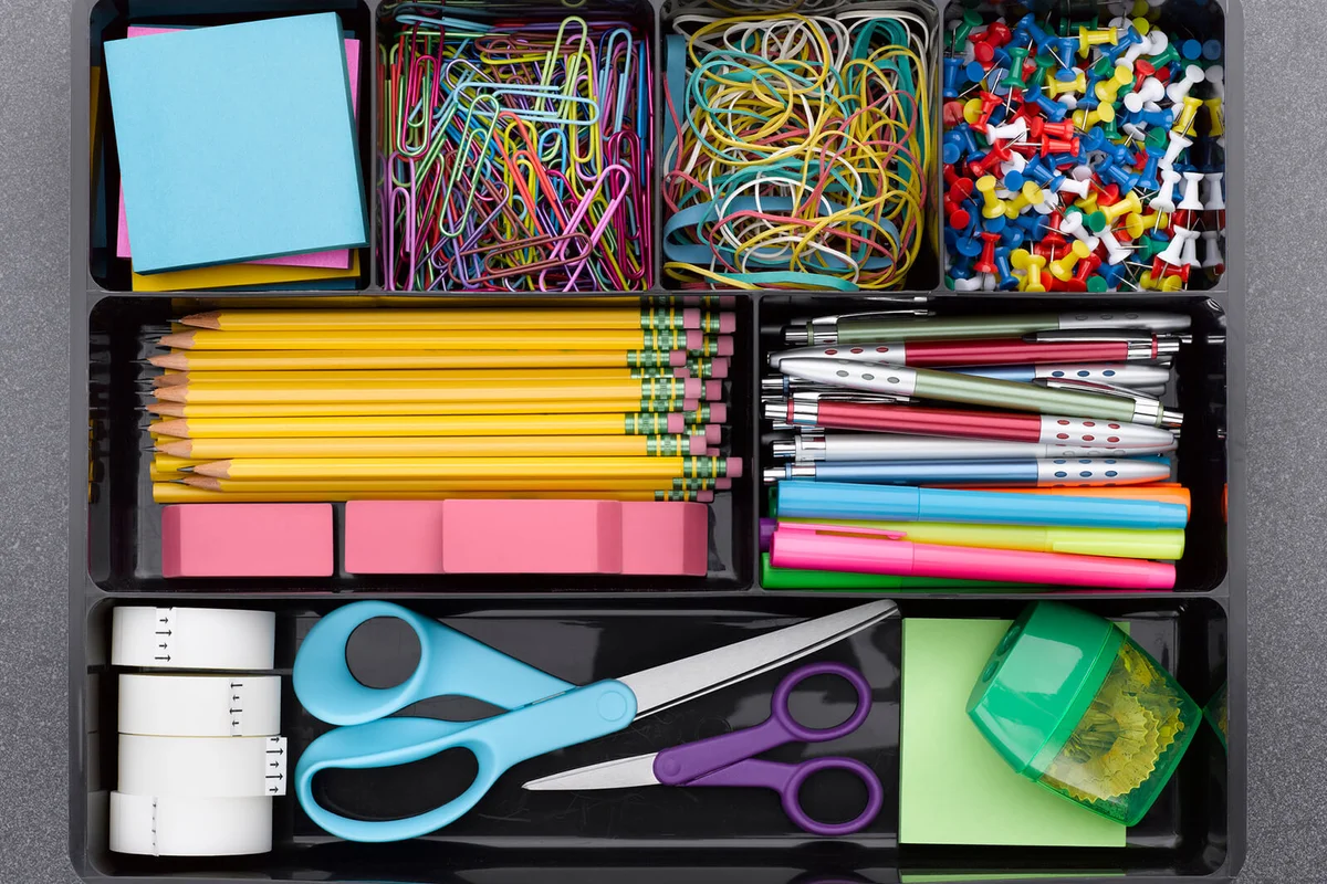 Office Supplies in Tray