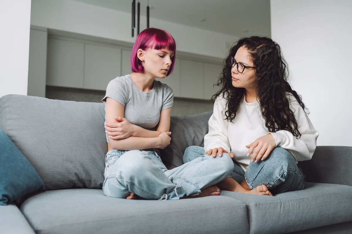 Parent and teen having a serious talk