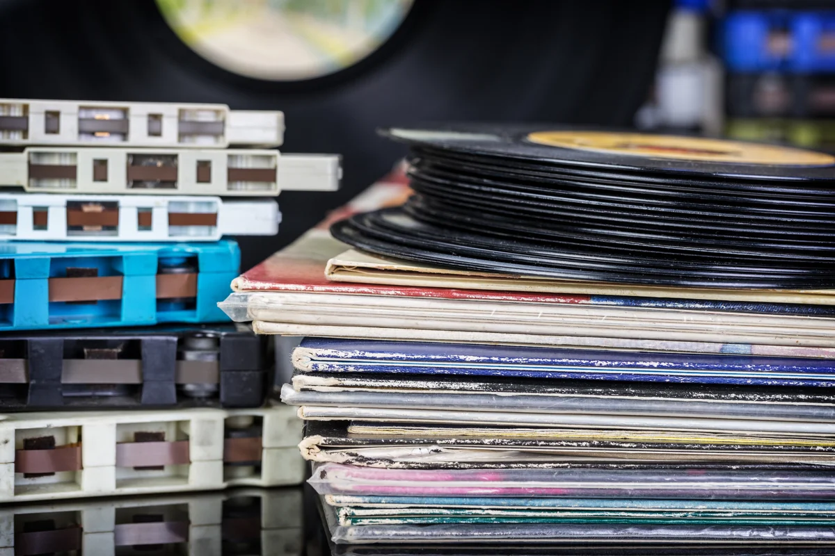 old records and cassette tapes