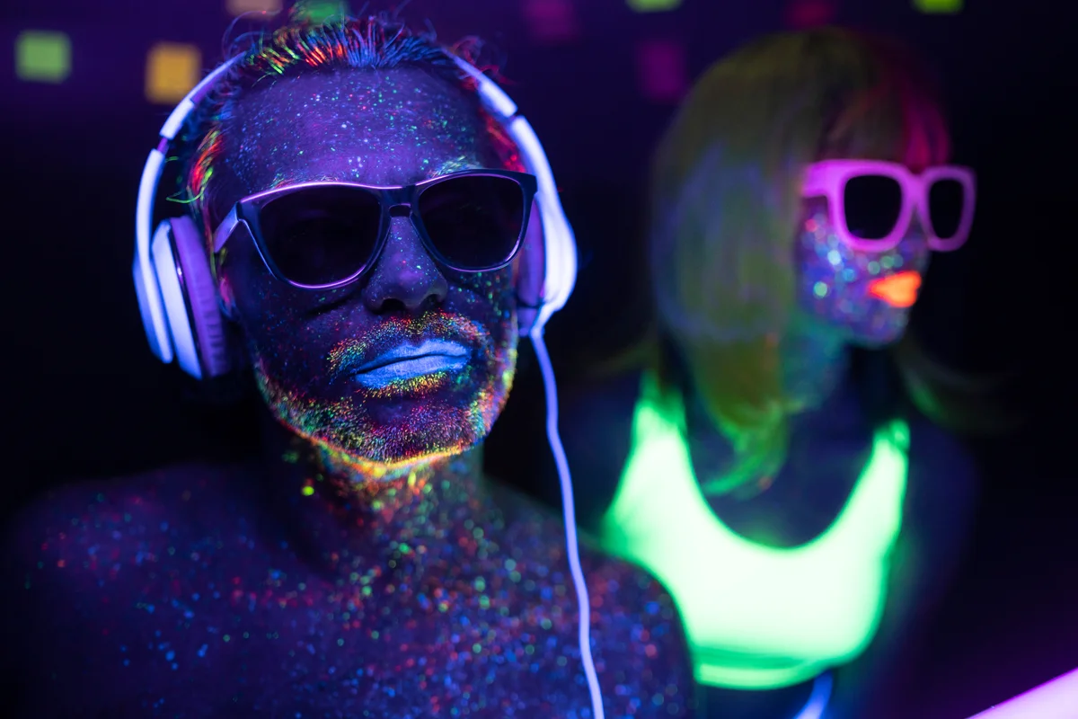 couple at a neon party