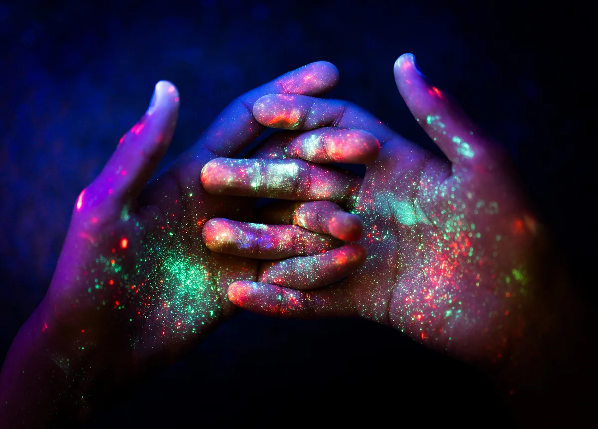 black light on hands